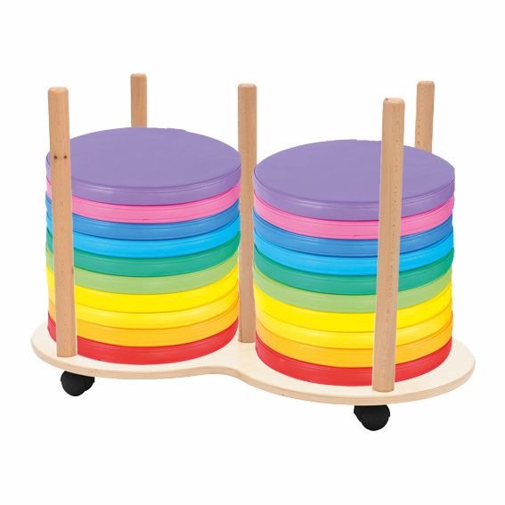 Kissenständer mit 20 Sitzkissen Kunstleder Regenbogen rund